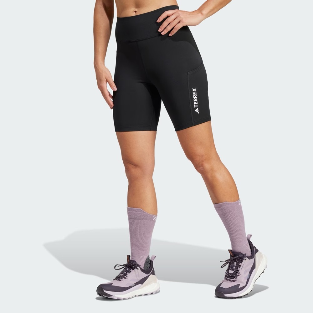 adidas Terrex Black High-Waist Athletic Bike Shorts - Picture 2 of 6